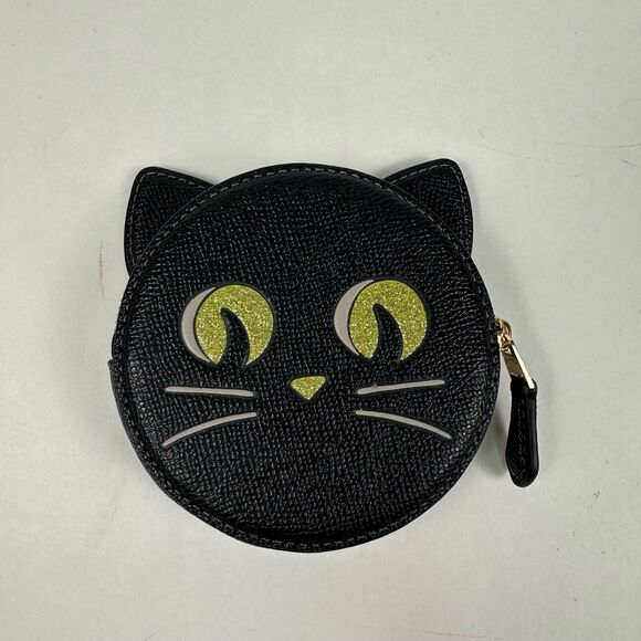 COPY - Coach Coin Purse with Halloween Cat Black Leather Wallet CW464 NWT - Picture 6 of 9